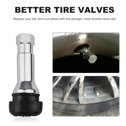 KVAEY 5 PCS TR413AC Tire Valve Stems, Chrome Rubber Tubeless Valve Stems Suit for 0.453 inch Rim Holes, Snap-in Tyre Metal Stems for Standard Vehicle Tires, Car Accessories (Black) - color: Black