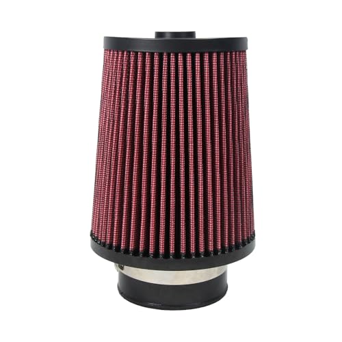 2.75 Inch 70 mm High-Flow Air Filter, Reusable Cone Cold Air Intake, High Performance, Washable, Clamp-On Car High Flow Air Kit, Flange Diameter: 2.75 Inch, Filter Height: 7.3 Inch, Red - color: 2.75 Inch Air Filter Red