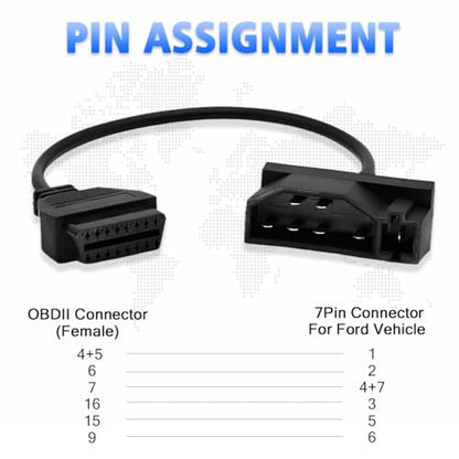 OBD1 to OBD2 Adapter for Ford 7 Pin to 16 Pin OBD2 Diagnostic Cable - style: Fit for ford-7pin