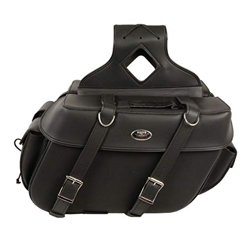 Milwaukee Leather PVC 2-Strap Throw-Over Easy Zip off and off Motorcycle Saddlebags - LG - color: SH57401ZB-BLACK, size: Large