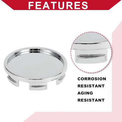 Universal Car Wheel Center Hub Cap/Rim Cover Hub Caps/for Most Cars/Snap-in Plastic 58mm 2.28" OD / 4 Pcs Chrome Silver Tone