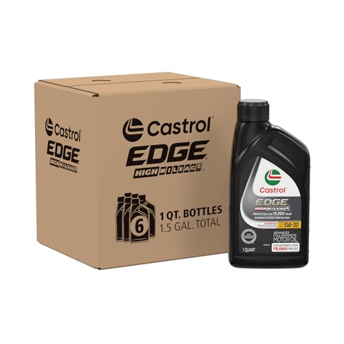 Castrol EDGE High Mileage 5W-30 Advanced Full Synthetic Motor Oil, 1 Quart, Pack of 6 - size: 1 Quarts (Pack of 6)
