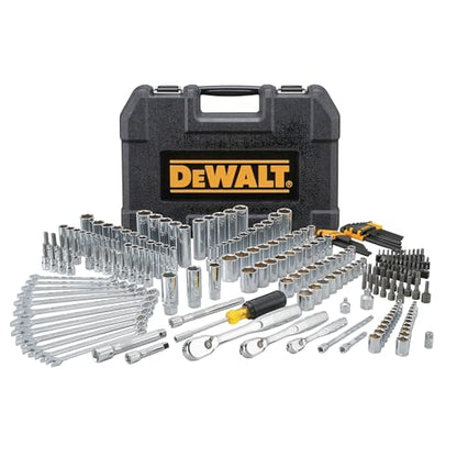 DEWALT Mechanic Tool Set, 247-Piece, 1/4 in., 3/8 in. and 1/2 in. Drive, SAE, Ratchets, Sockets, Hex Keys, Combination Wrenches, Polish Chrome Finish (DWMT81535) - style: 247 pc