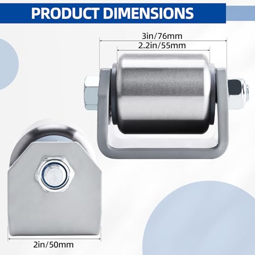 2 Pack 2" Weld-On Trailer Skid Wheels, Heavy Duty Steel Rollers - size: 2 Pack