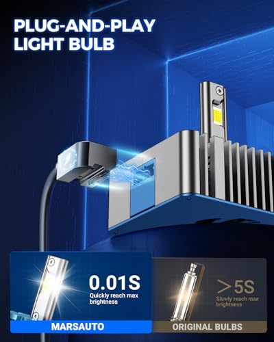 Marsauto D5S D5R HID Bulbs, 6000K White 10X Brightness 70,000LM for HID Xenon Bulb, Plug and Play, Pack of 2 - color: SUPER 6000K WHITE, size: D5S