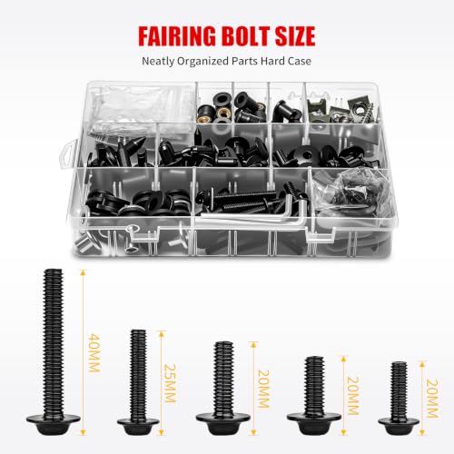 397Pcs Motorcycle Fairing Bolt Kit M4 M5 M6 Stainless Steel, Black