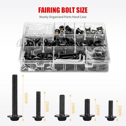 397Pcs Motorcycle Fairing Bolt Kit M4 M5 M6 Stainless Steel, Black