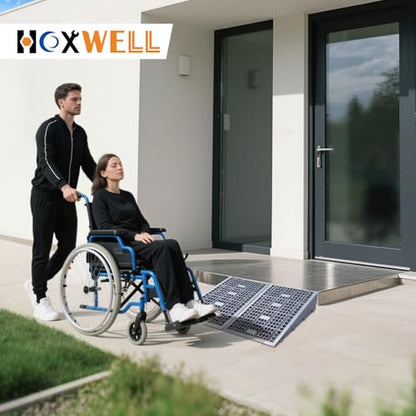 HOXWELL Modular Threshold Ramps for Doorways, 4" Rise Wheelchairs Ramps for Home, Solid Upgrade Material 3000 Lbs Load Capacity Door Ramps for Wheelchairs and Cars (2 PCS) - size: 4''-2 Packs