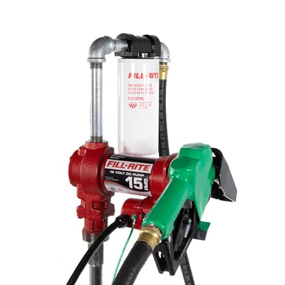 Fill-Rite FR1210HA1F 12V 15 GPM (57 LPM) Fuel Transfer Pump with Discharge Hose, Automatic Nozzle, Filter Kit, Suction Pipe - style: Filter Package