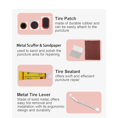 Bike Inner Tire Patch Repair Kit, with 24 PCS Vulcanizing Patches, Portable Storage Box, Metal Rasp and 2 Premium Metal Tire Levers - Also for Road Mountain Bicycle Travel