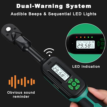 AEROFORCE 3/8" Drive Adjustable Digital Torque Wrench, 6.8-135Nm Electric Torque Wrench with 38MM Open End, Interchangeable Jaw & Ratchet Head, for HVAC, Automotive, Motorcycle and Narrow Pipeline - style: 3PCS 3/8’’ 5.02-99.57 lb.ft
