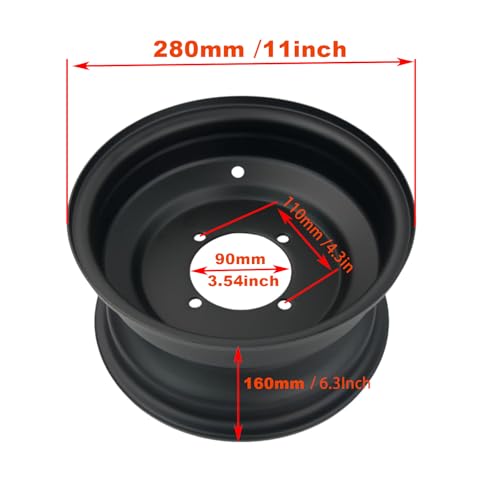 10" Front Steel Wheel 90mm Hole 4 Stud Front Wheel Rim Quad Dirt Bike ATV Buggy for 150cc, 200cc and 250cc GoKarts