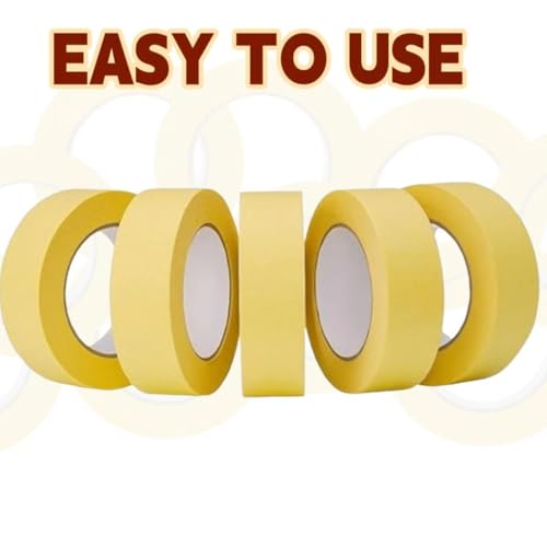 Automotive Refinish Masking Tape Yellow 36mm x 55m, Cars Vehicles Auto Body Paint Tape, Automotive Painters Tape Bulk Set for Precise Auto Painting and Detailing(2 Roll-Yellow)