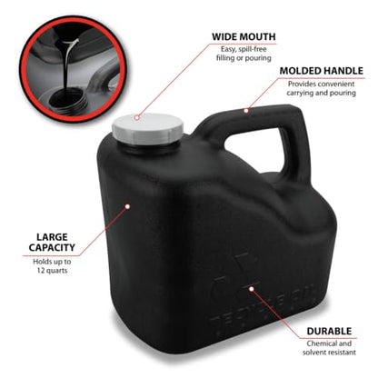 Performance Tool W4067 12-Quart Used Oil Transport Jug, Black