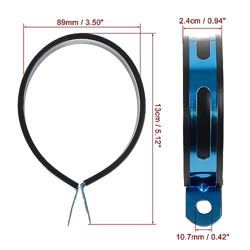 F FIERCE CYCLE 89mm 3.5" 3 1/2 Inch Motorcycle Exhaust Band Joint Clamp Muffler Pipe Stainless Steel Blue - color: Blue