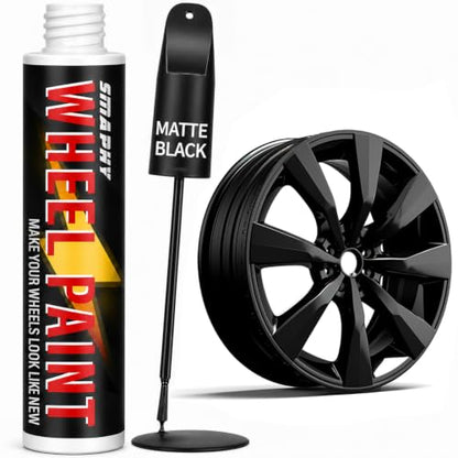 Matte Black Rim Touch Up Paint, Matte Black Paint Pen for Metal, Enamel, Car Wheel Scratch Flat Black Wheel Paint Pen, Universal Satin Matte Black for rims, for Wheel Curb Rash, Scratches - color: Matte Black