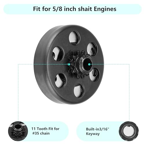 Go Kart Clutch 5/8" Bore 11 Tooth for #35 Chain, Fit for 2.8HP 97cc Engine - size: 5/8" Bore 11T