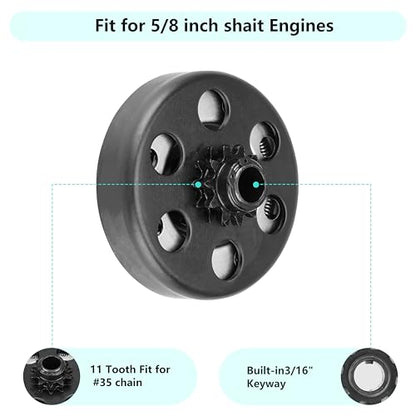 Go Kart Clutch 5/8" Bore 11 Tooth for #35 Chain, Fit for 2.8HP 97cc Engine - size: 5/8" Bore 11T