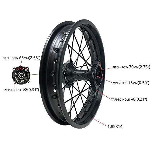 MYK Wheel Rim Rear 1.85x14" fits tire 90/100-14, Compatible with Tao Tao DB17 and many other models Dirt Bike Off Road Motorcycles 125cc