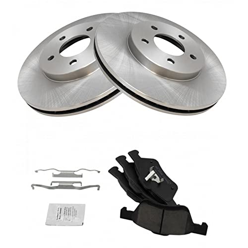 TRQ Front Brake Pad and Rotor Set Ceramic Vented Rotors 11.93 in 5-Lug - style: BKA18535
