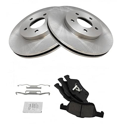 TRQ Front Brake Pad and Rotor Set Ceramic Vented Rotors 11.93 in 5-Lug - style: BKA18535