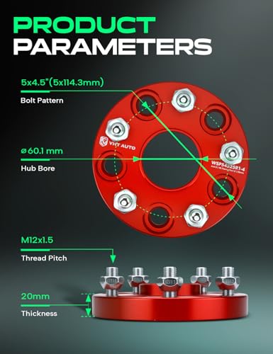 YHTAUTO 5x4.5 Hub Centric Wheel Spacers 20 mm for Lexus, Scion, Toyota - color: Red, size: 20MM Set of 4