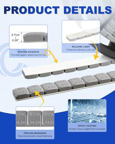 Upgraded 1/2oz, Steel Adhesive Stick-On Roll Wheel Weights, Gray 300pcs - color: Roll-Gray, size: 0.5oz - 1Roll