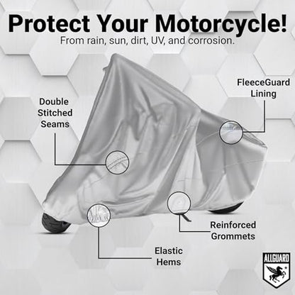Platinum Shield Motorcycle Cover, Heavy Duty Polyester with Inner Fleece Lining, Protects from Rain, Sun, UV & More (Fits Length: Up to 80") - size: Up to 80"