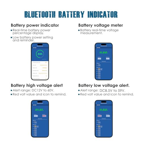 Runleader RL-BI609C Bluetooth Shunt Battery Monitor, Voltage Gauge