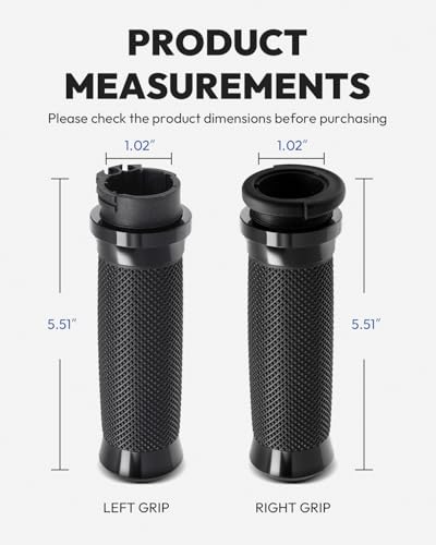 1inch Hand Grips, Cable Throttle Control Handlebar Grips Fit for Harley-Davidson ’96-’07 Touring, ’08-’13 XR, ’96-’17 Dyna (Except FXDLS), ’02-’17 VRSC, ’96-Later XL - color: Black