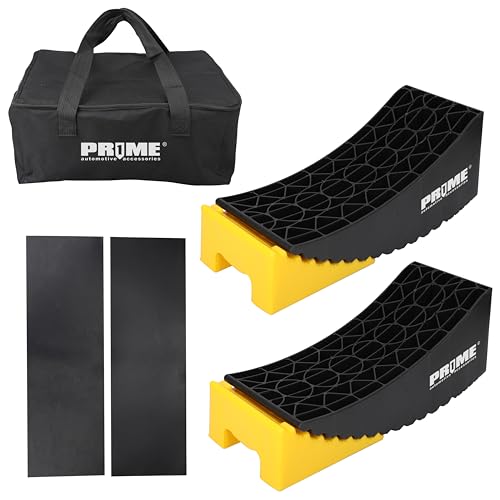 PRIME 1 RV Camper Levelers 6-Inch, 2 Packs Heavy Duty Wheel Chock Ramp for RVs, Campers & Trailers, Tire Stop Block & Trailer Wheel Stop – Honeycomb Grip, Anti-Slip Base for Cars, Trucks, SUVs - size: Height to 6 inch