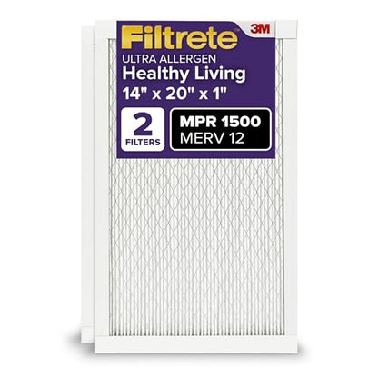 Filtrete 14x20x1 Air Filter, MERV 12, MPR 1500, 2 HVAC Filters - size: 14x20x1