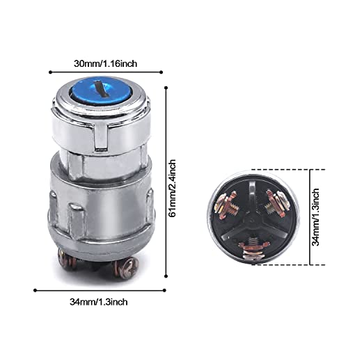 mankk 3 Wires Ignition Switch with Key 12V Universal Engine Starter Key Switch Off/On/(Start) 3 Position with 2 Keys for Car Motorcycle Tractor UTV ATV Modified Car