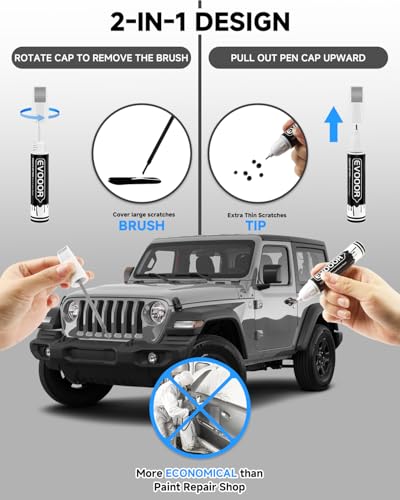 PSC/JSC Billet Silver Metallic Touch Up Paint Compatible with JeepExact Match 2 in 1 Touch up Paint for Chips and Nicks Repair - color: Billet Silver Metallic(PSC/JSC) Compatible with Cherokee/Compass/Grand-Cherokee/Patriot/Wrangler-JK/Wrangler-JK-Unlimit