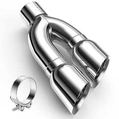 3" Dual Exhaust Tip,3''(ID) Inlet 4''outlet 16" Long Tail Pipe - size: 3TO4 16long
