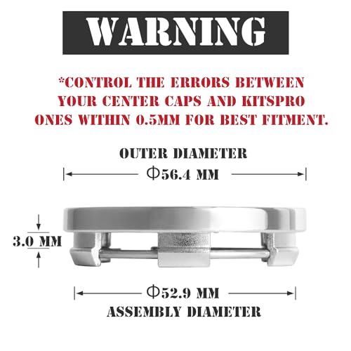 KitsPro 2.2Inch 56MM Wheel Center Caps, Pack of 4 (Chrome, Outer 56MM, Inner 53MM) - color: Chrome, size: Outer 56MM , Inner 53MM