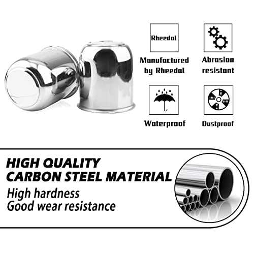 2Pcs 3.19" OD 3.62" H Trailer Wheel Center Caps with Removable Top - color: Chrome, size: 3.19" OD 3.62" H