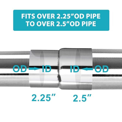 2 PCS Universal 2.25" ID 2.5" ID Exhaust Pipe Adapter Connector Reducer 304 Stainless Steel 2.25 Inch to 2.5 Inch 2 1/4” ID to 2 1/2” ID kit - size: 2.25" ID to 2.5" ID
