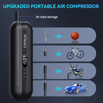 CYCPLUS Portable Electric Tire Inflator Bike Pump,150PSI Auto Off - color: Black