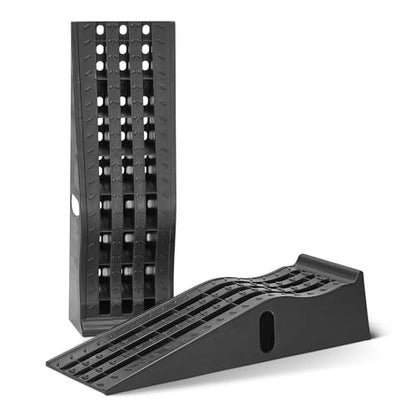 Amazon Basics Low Profile Car Ramps for Oil Changes & Home Garage Lifts, 3,250 Lbs Capacity Per Ramp, Textured Traction Surface, Black, 2-Pack