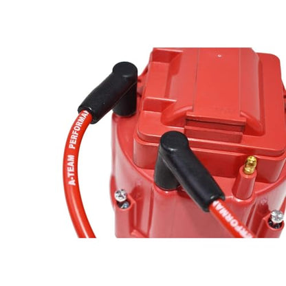 A-Team Performance 6-Cylinder Spark Plug Wire Set - Pack of 6, Red Two-Layer 8.0mm Silicone Wiring - Low-Resistance Ignition Wire Set - Compatible with GMC & Chevy 230/250/292/350 Engines