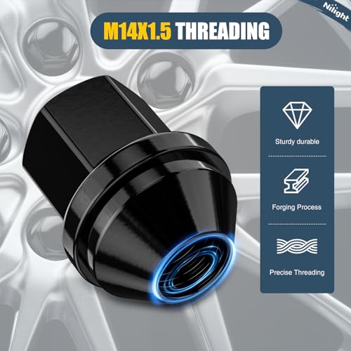 Nilight 20PCS M14x1.5 Lug Nuts Compatible with 2012-2018 Ram 1500 - color: Black, size: 20PCS Ram 1500 2012-2018 Wrangler/Gladiator 19-22