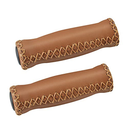 SOLODRIVE Bike Handlebar Grips, Vinyl Leather Grips for Beach Cruiser Bike - color: Brown