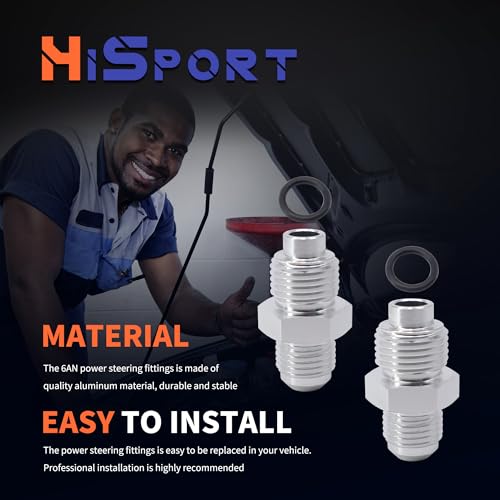 HiSport 6AN to 16mm & 6AN to 18mm Power Steering Fittings with O Rings