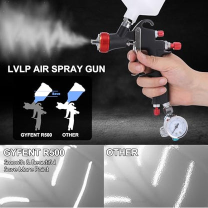 R500 Lvlp Air Spray Gun Kit, 4 Nozzles, 600Ml Cup