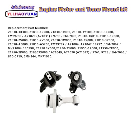 Yllhaoyuan Complete Engine Motor Transmission Mount Set - size: 2012-2014 Hyundai Accent 1.6L