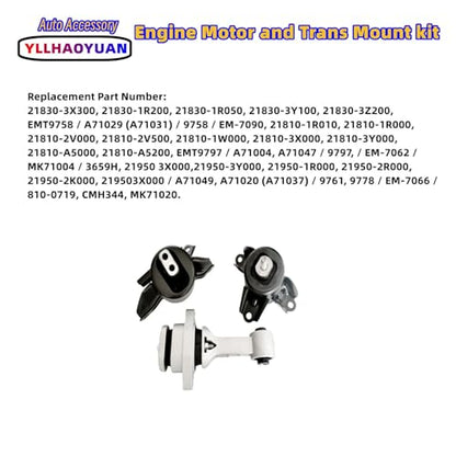 Yllhaoyuan Complete Engine Motor Transmission Mount Set - size: 2012-2014 Hyundai Accent 1.6L