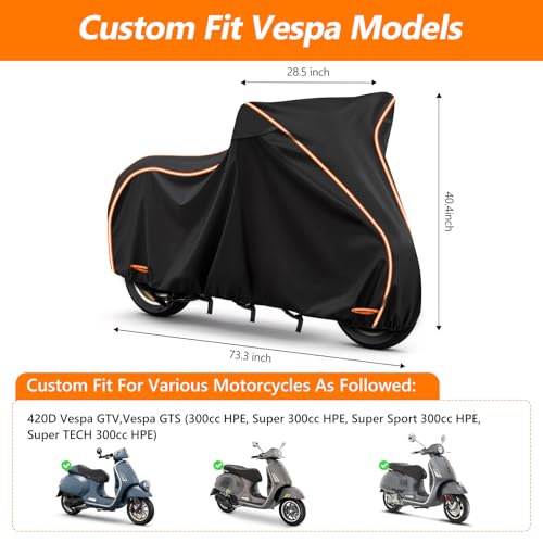 Motorcycle Cover for Vespa GTV, GTS (Super 300cc HPE,Sport, TECH 300cc HPE) - size: for Vespa GT