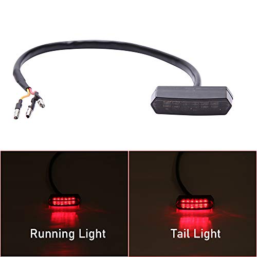 DREAMIZER Motorcycle Mini Tail Light LED Blinker License Plate Light Auxiliary Indicator Light Black for Electric Bike Bobber Roller Quad and ATV - size: Polygon