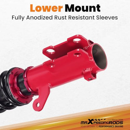 maXpeedingrods Coilovers for Mitsubishi Eclipse 2006-2012, for Mitsubishi Galant 2004-2012, 24 Levels Damper Adjustable Coilovers Suspension Kit, Height Adjustable Lowering Kit, Red - color: Red